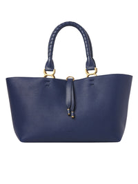Petit sac cabas Marcie en cuir - Nuit Bleue