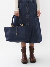 Petit sac cabas Marcie en cuir - Nuit Bleue