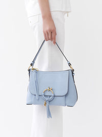Sac porté épaule Joan en cuir - Bleu Doux