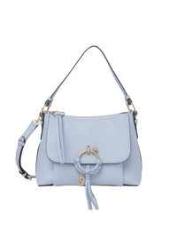 Sac porté épaule Joan en cuir - Bleu Doux