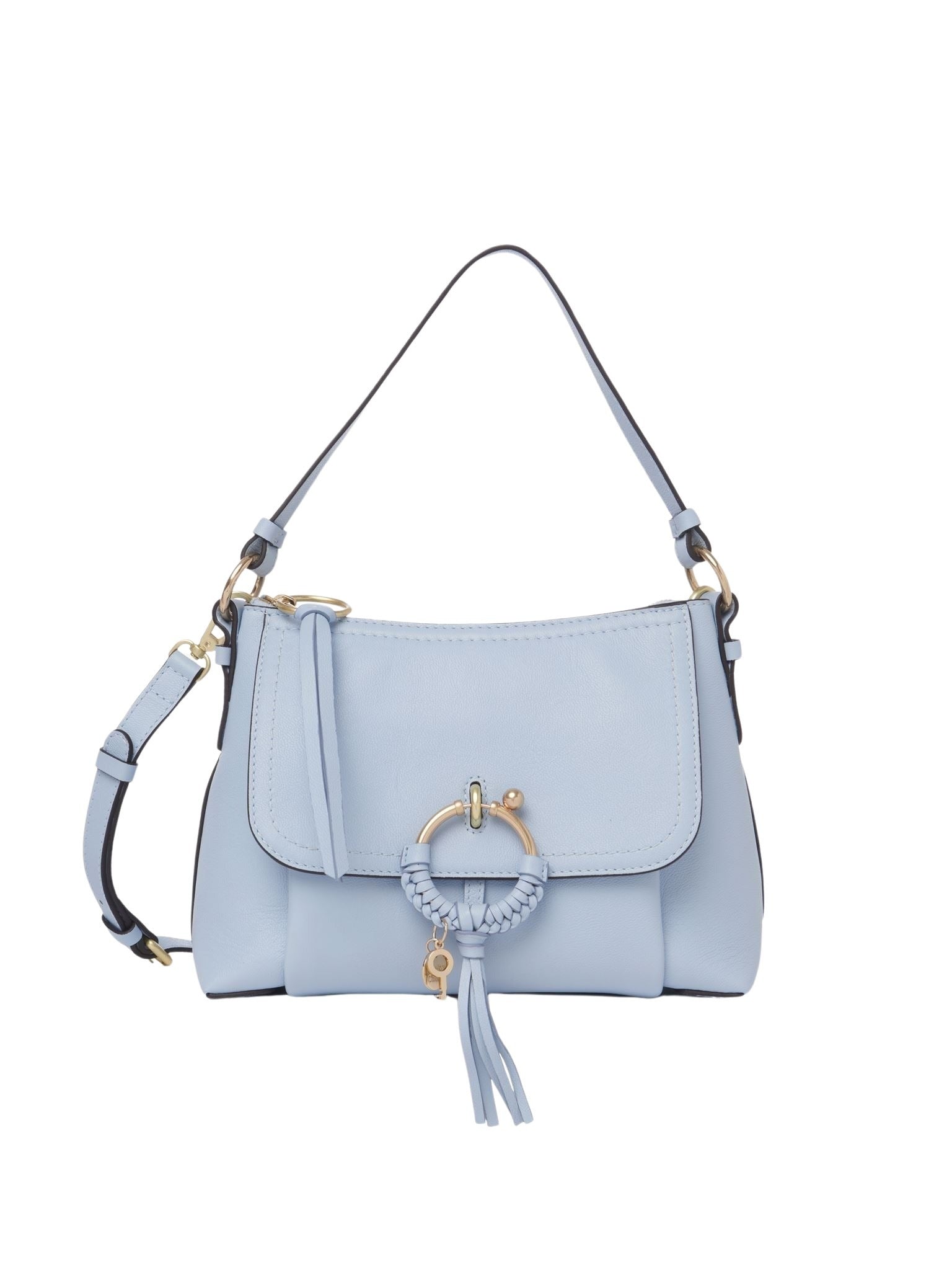 Sac porté épaule Joan en cuir - Bleu Doux