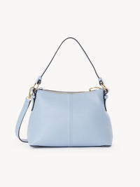 Sac porté épaule Joan en cuir - Bleu Doux