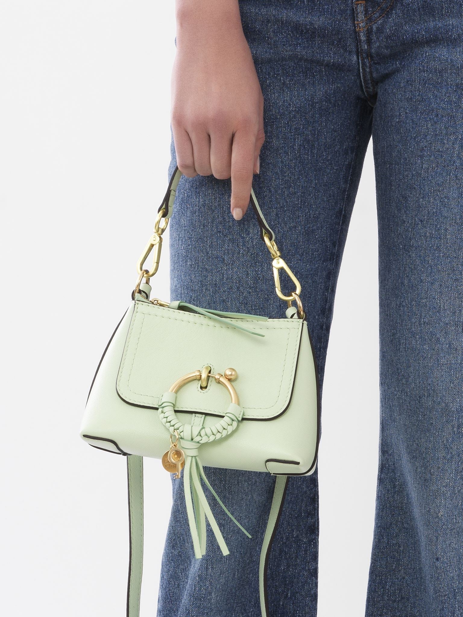 Mini sac Joan en cuir - Vert Pastel