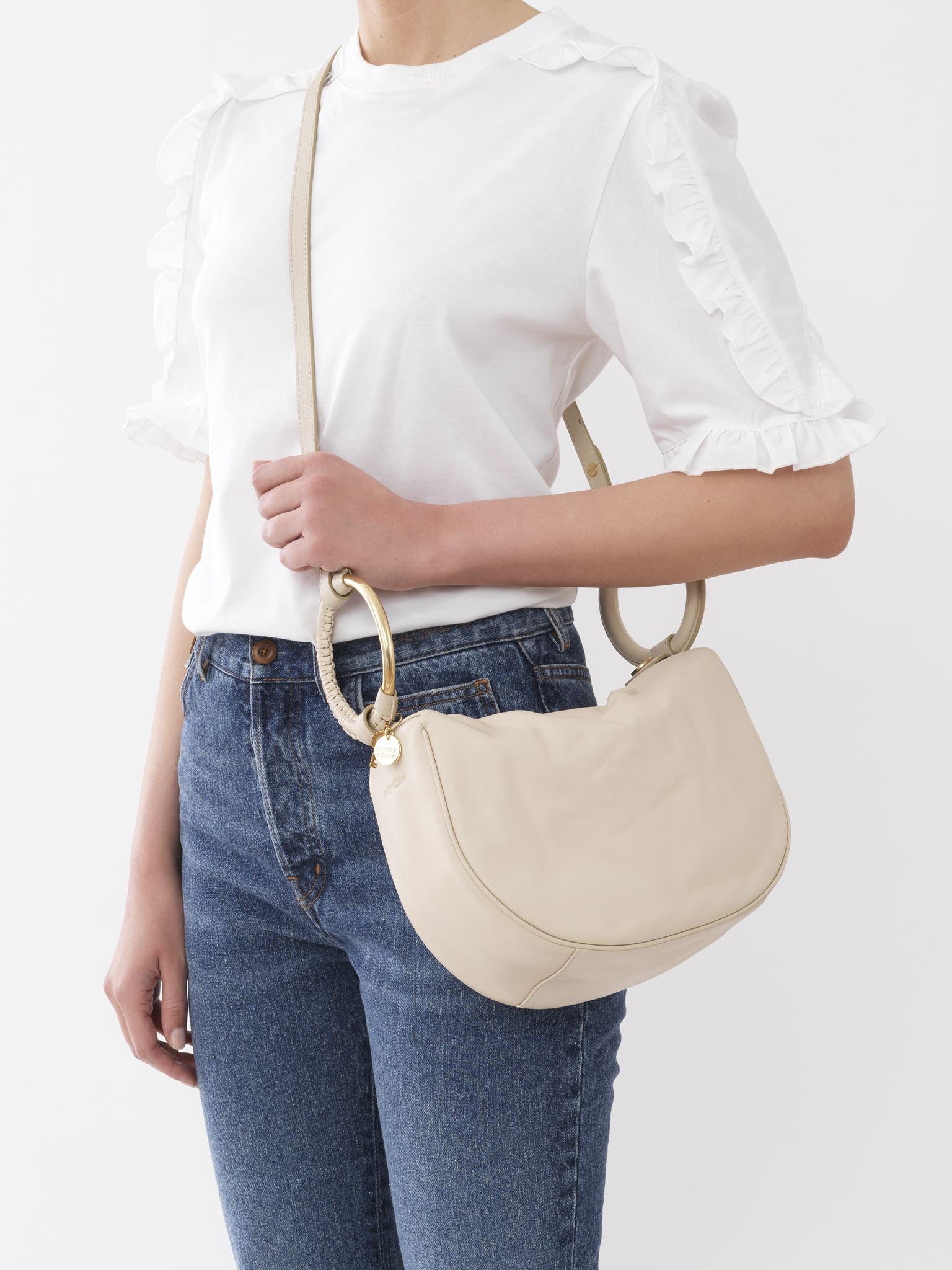 Sac Hana en cuir - Beige Ciment