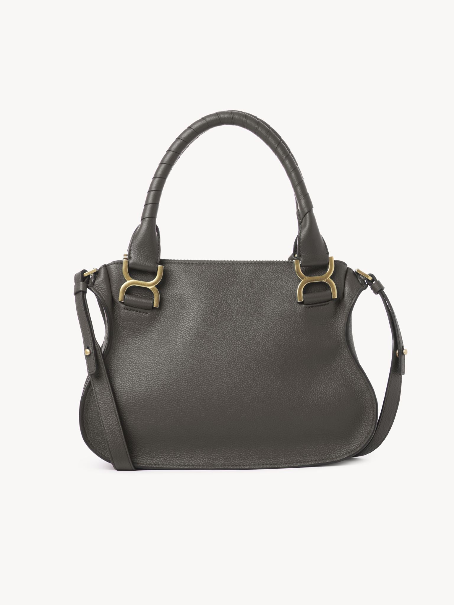 Petit sac double porté Marcie en cuir - Elephant Grey