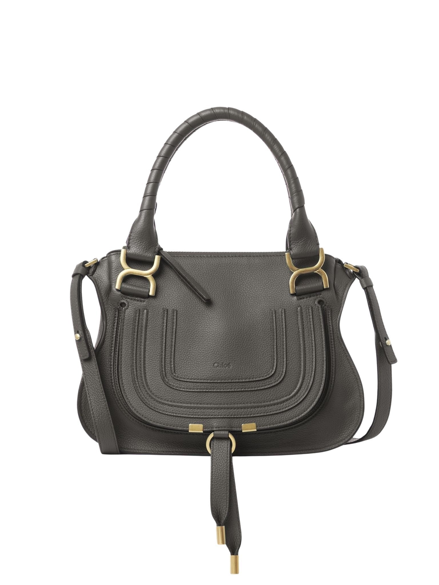 Petit sac double porté Marcie en cuir - Elephant Grey