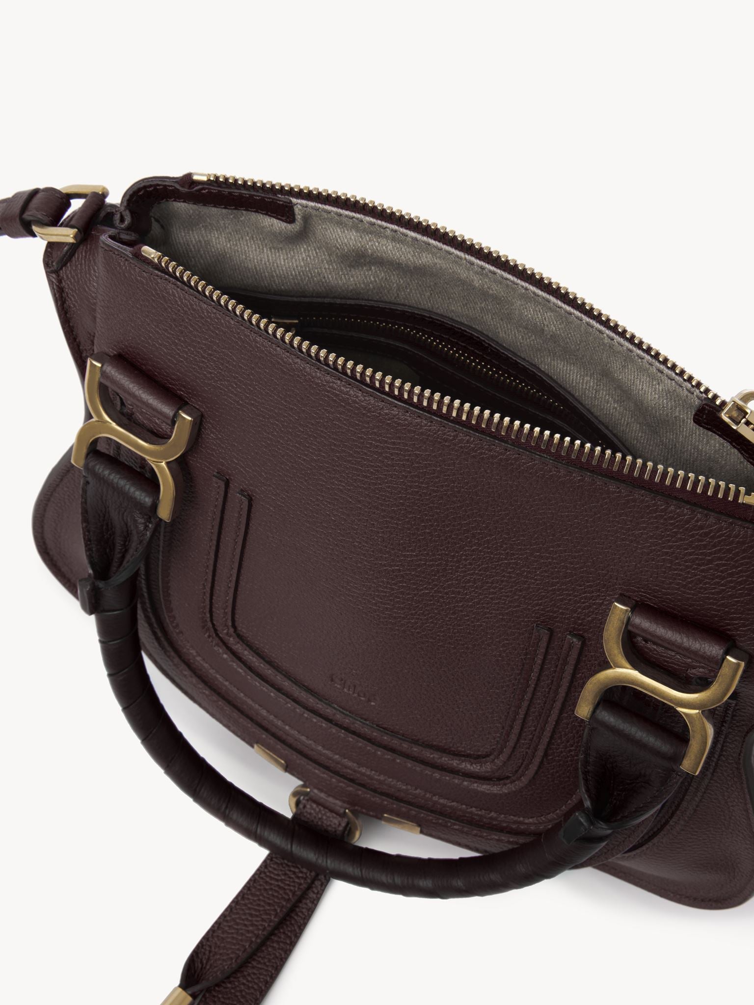 Petit sac double porté Marcie en cuir - Violine Profonde