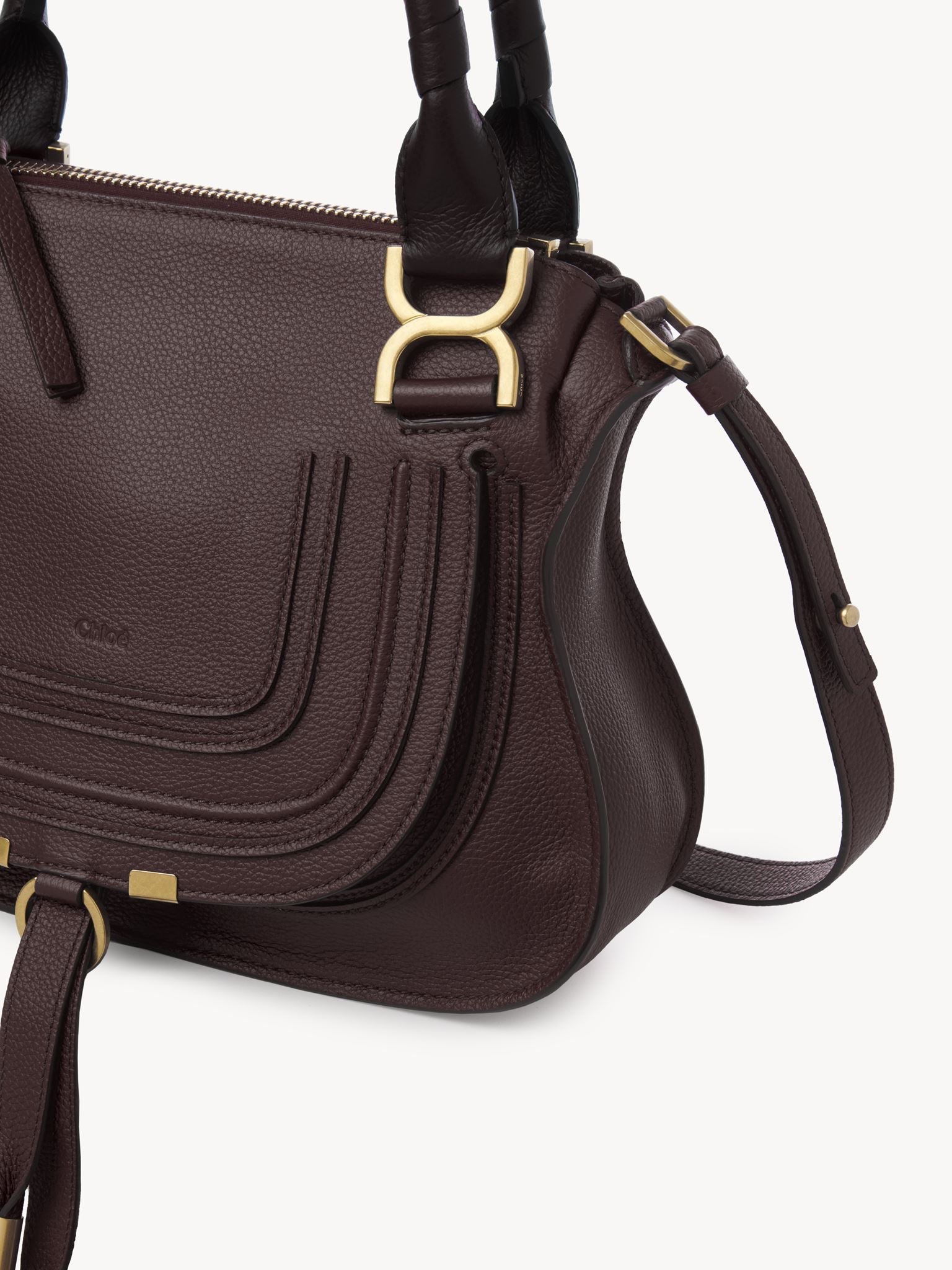 Petit sac double porté Marcie en cuir - Violine Profonde