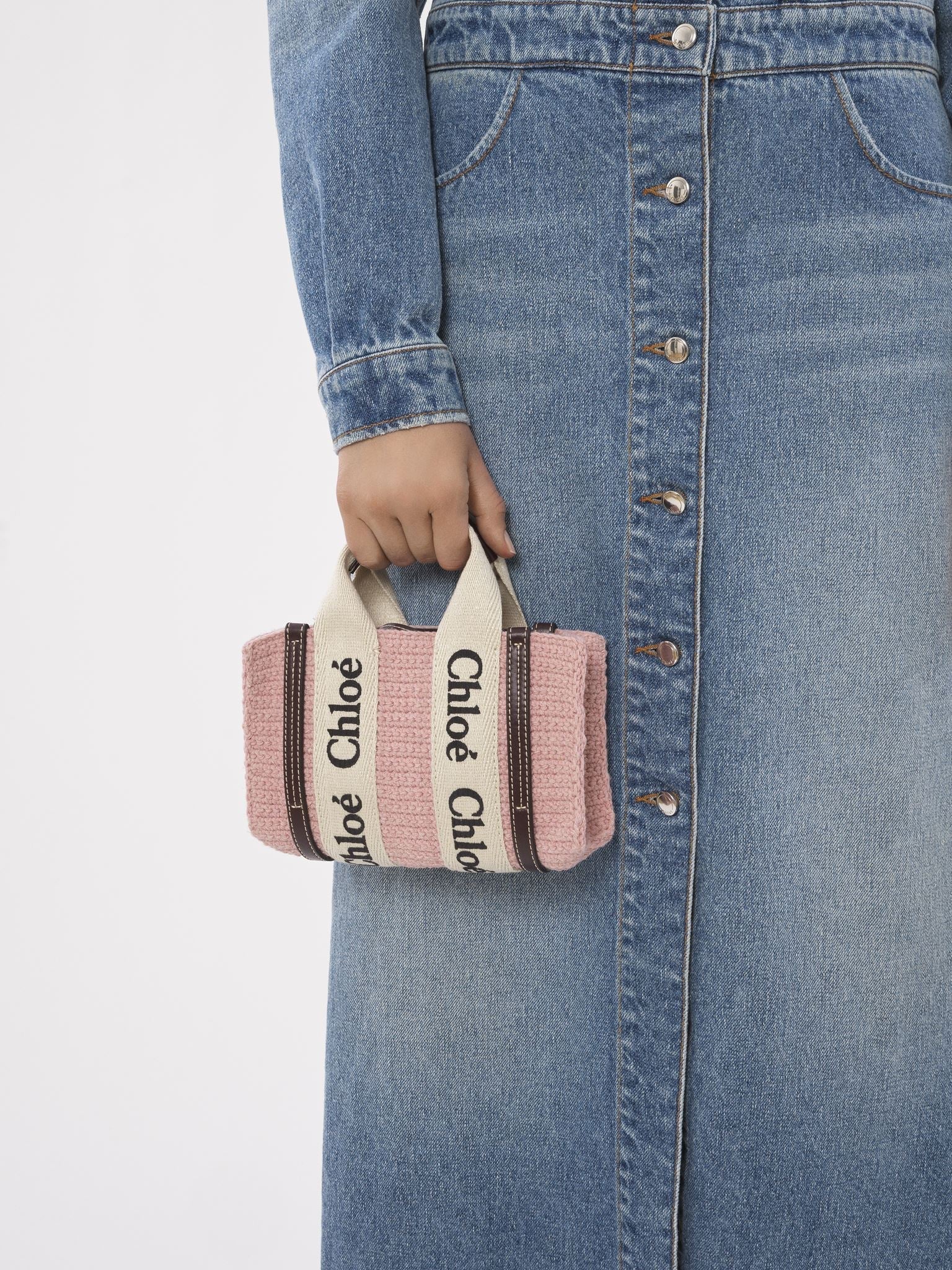 Mini sac cabas Woody à bandoulière - Fleur Rose