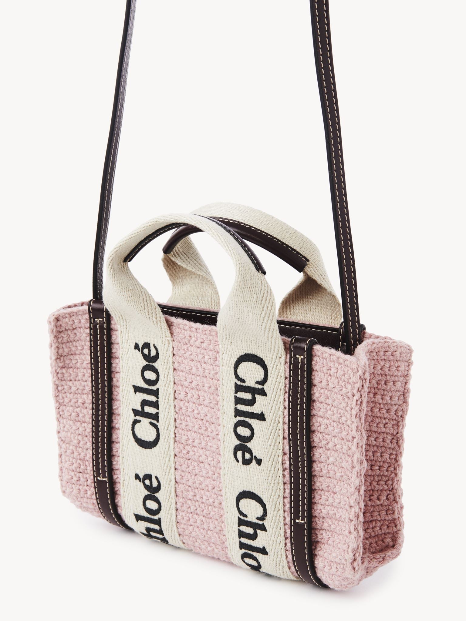 Mini sac cabas Woody à bandoulière - Fleur Rose