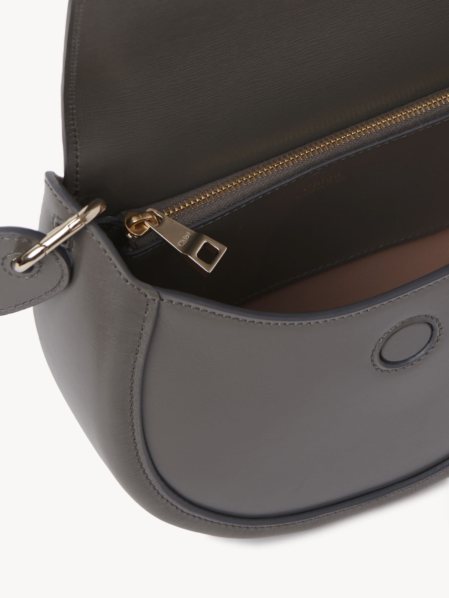 Petit sac porté épaule Arlène en cuir - Gris Éléphant