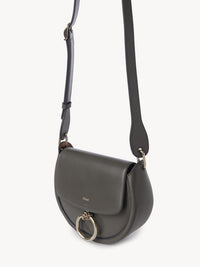 Petit sac porté épaule Arlène en cuir - Gris Éléphant