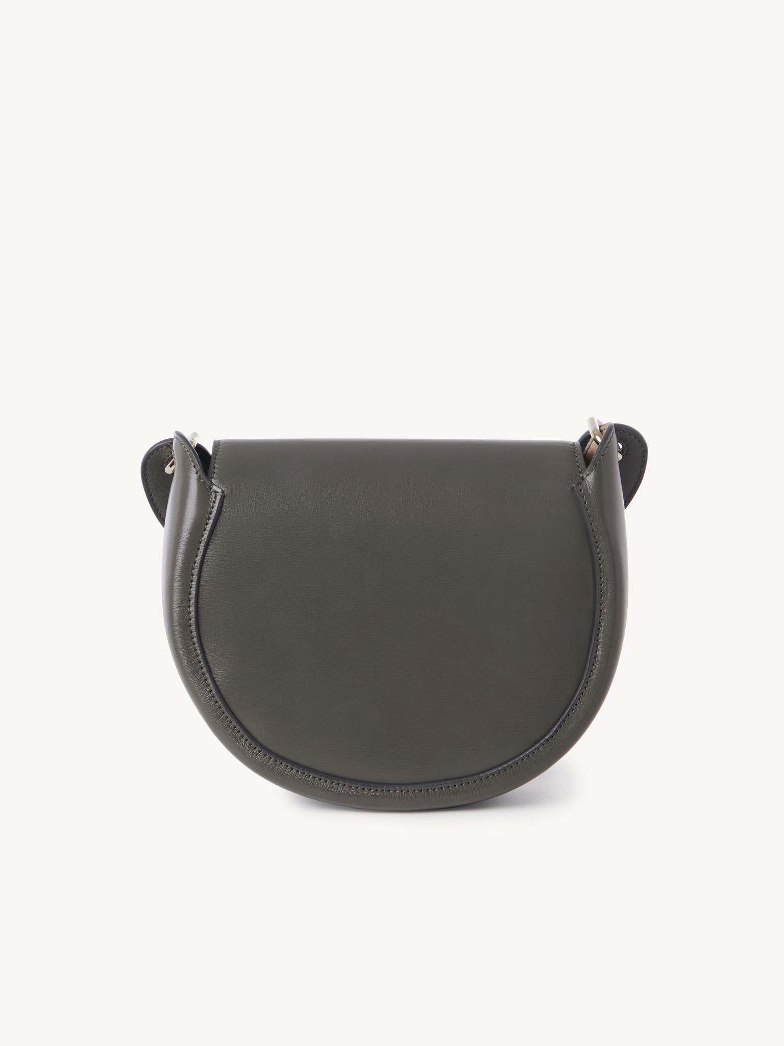 Petit sac porté épaule Arlène en cuir - Gris Éléphant