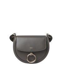 Petit sac porté épaule Arlène en cuir - Gris Éléphant