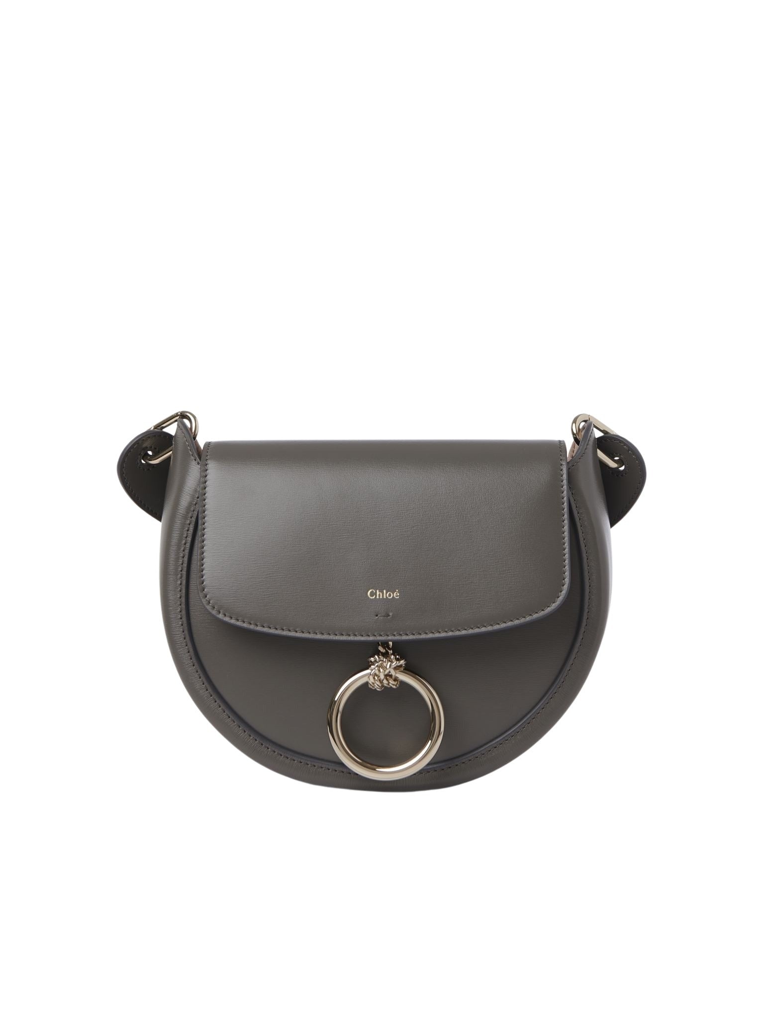 Petit sac porté épaule Arlène en cuir - Gris Éléphant