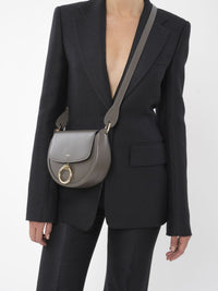 Petit sac porté épaule Arlène en cuir - Gris Éléphant