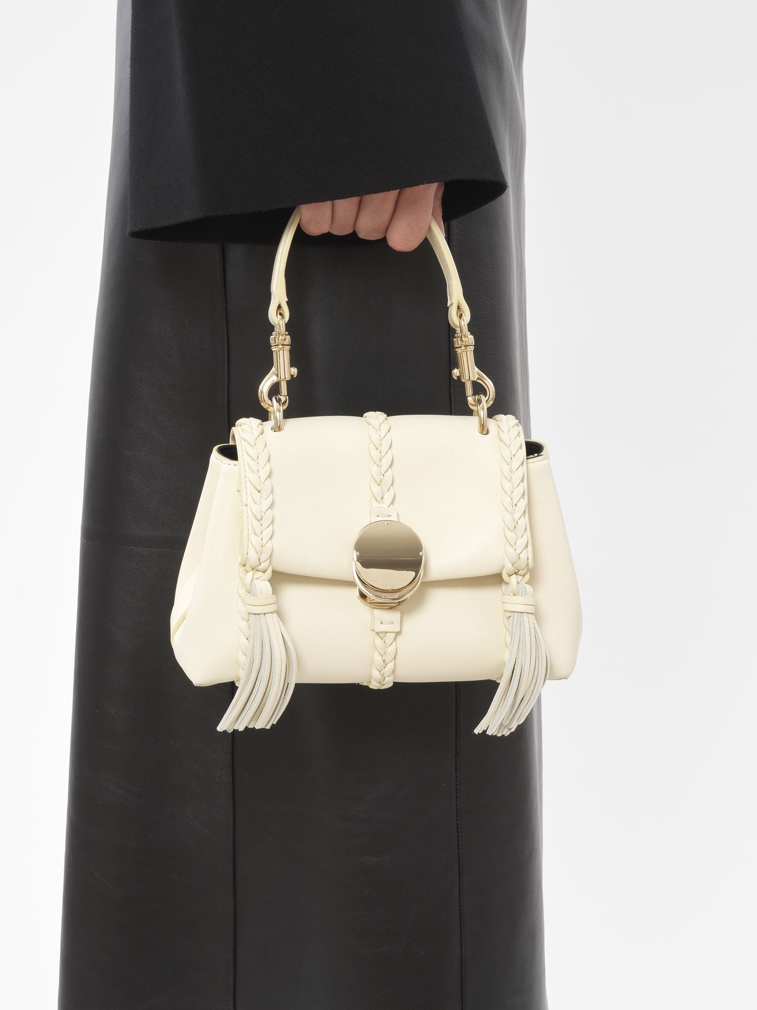 Mini sac souple porté épaule Penelope en cuir - Ivoire Brumeux