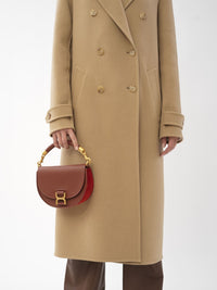 Sac chaîne porté épaule Marcie en cuir - Brun Sépia