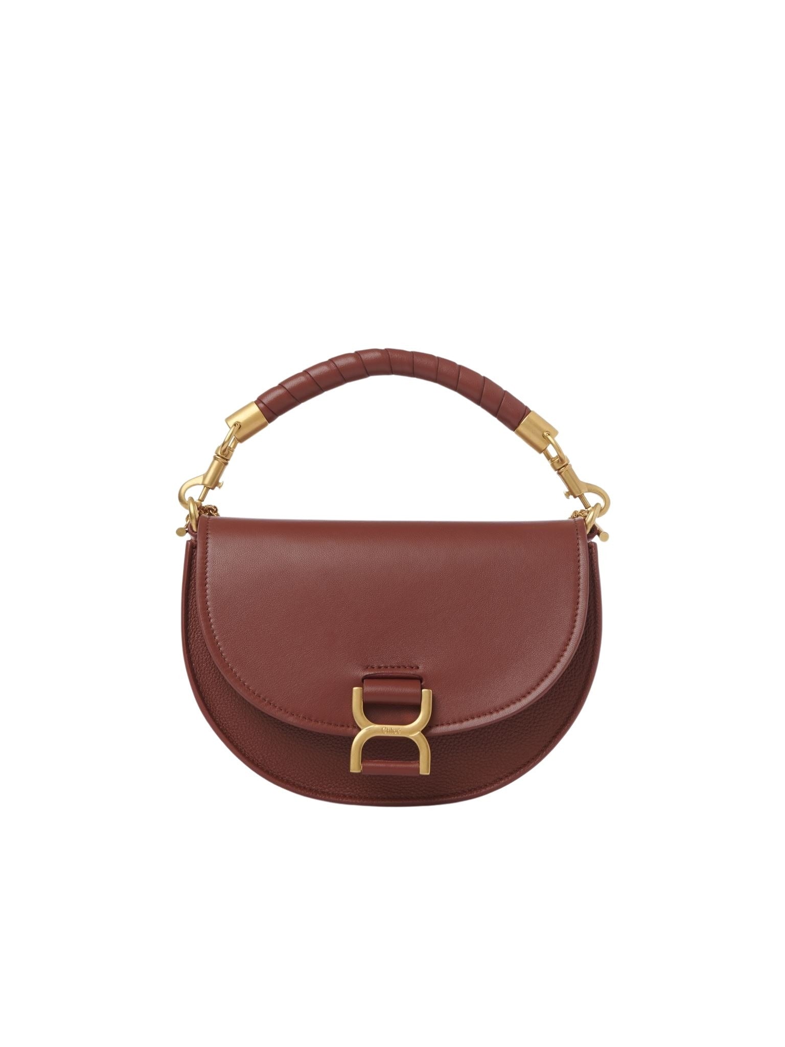 Sac chaîne porté épaule Marcie en cuir - Brun Sépia