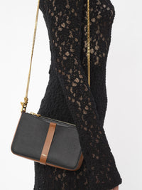 Pochette chaîne Marcie en cuir - Noir