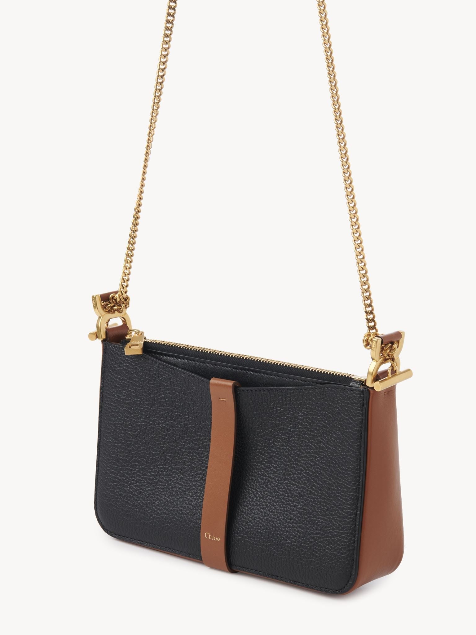 Pochette chaîne Marcie en cuir - Noir