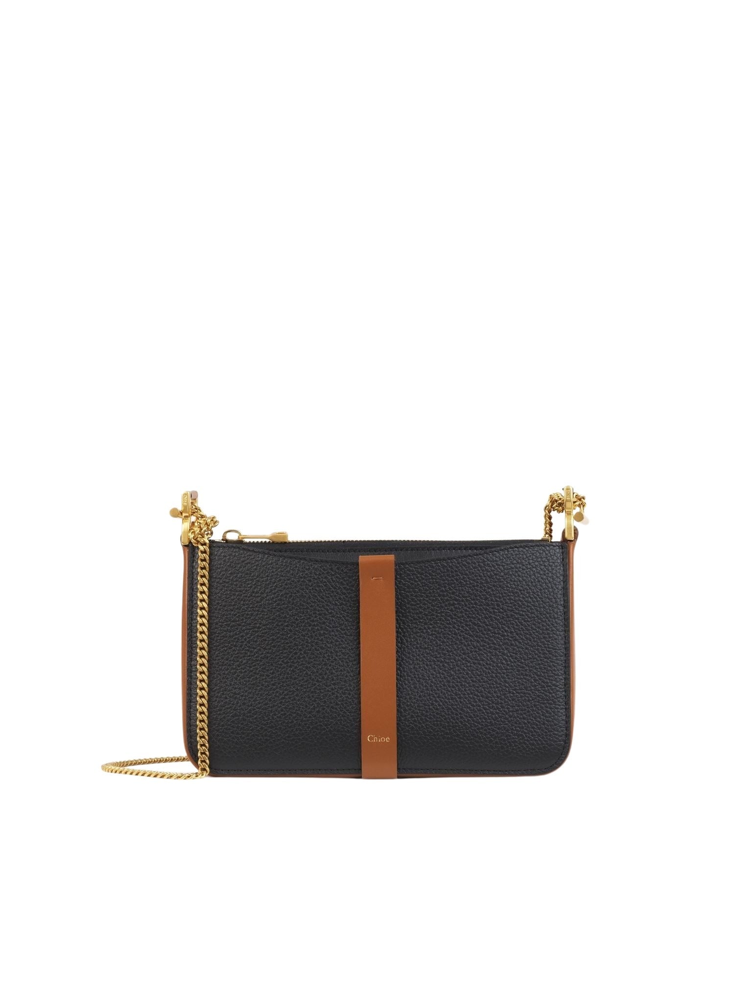 Pochette chaîne Marcie en cuir - Noir