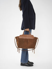 Sac double porté Steph en cuir - Caramel