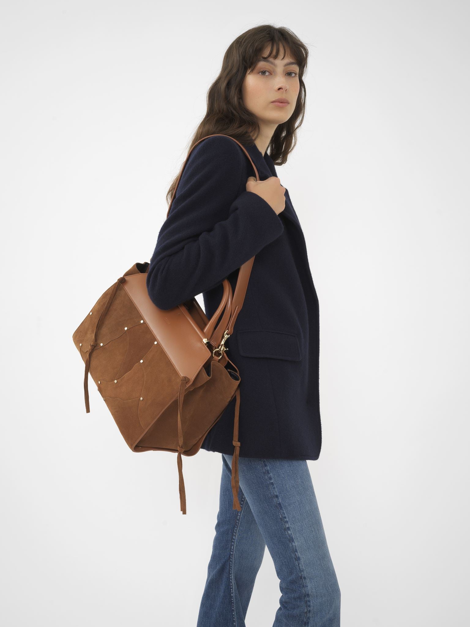 Sac double porté Steph en cuir - Caramel