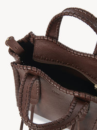Petit sac cabas Mony en cuir - Chocolate
