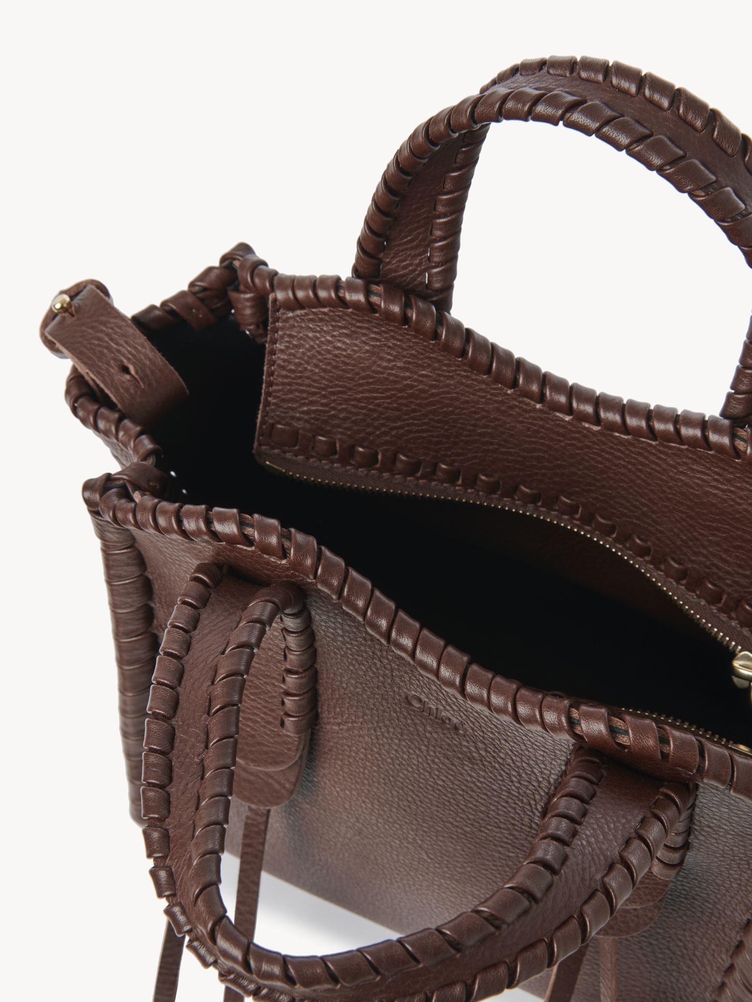 Petit sac cabas Mony en cuir - Chocolate