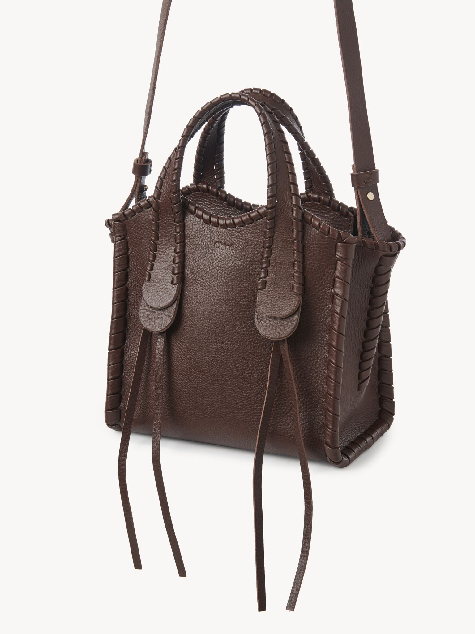 Petit sac cabas Mony en cuir - Chocolate