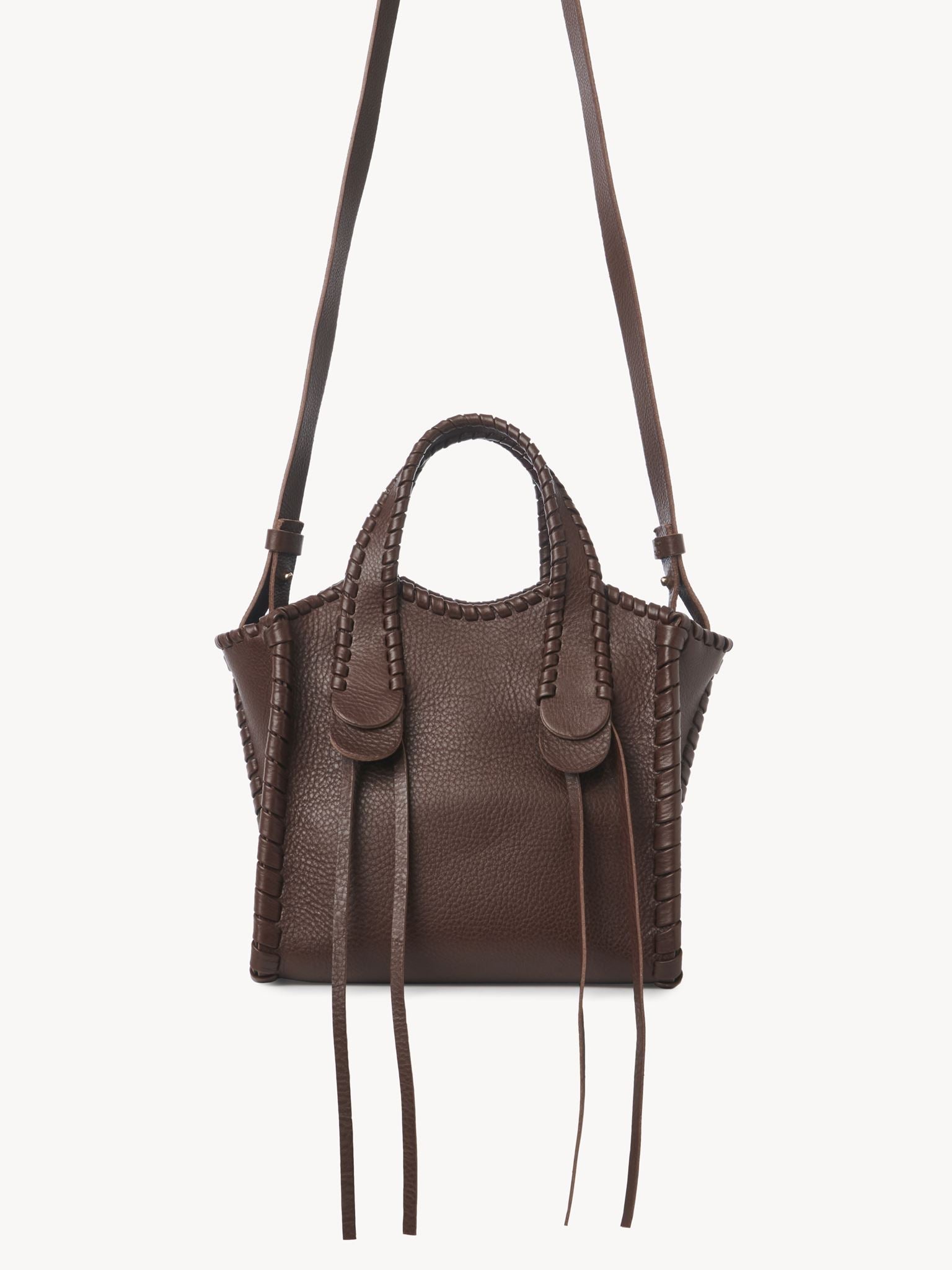 Petit sac cabas Mony en cuir - Chocolate