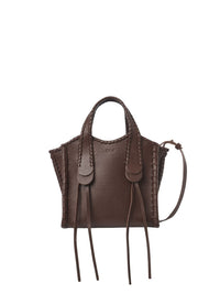 Petit sac cabas Mony en cuir - Chocolate