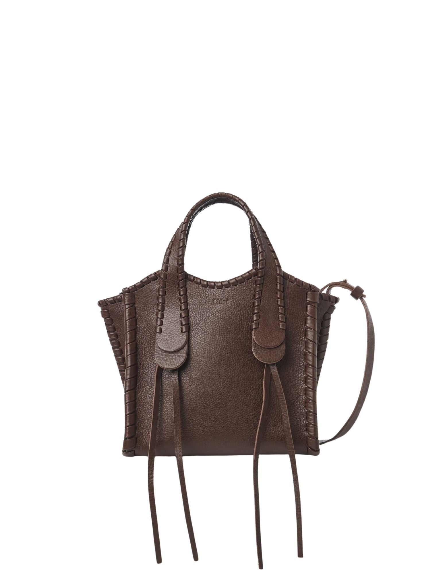 Petit sac cabas Mony en cuir - Chocolate