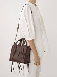 Petit sac cabas Mony en cuir - Chocolate