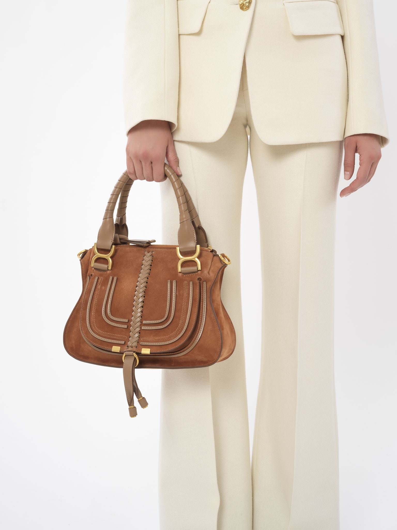 Petit sac double porté Marcie en cuir - Ochre Delight