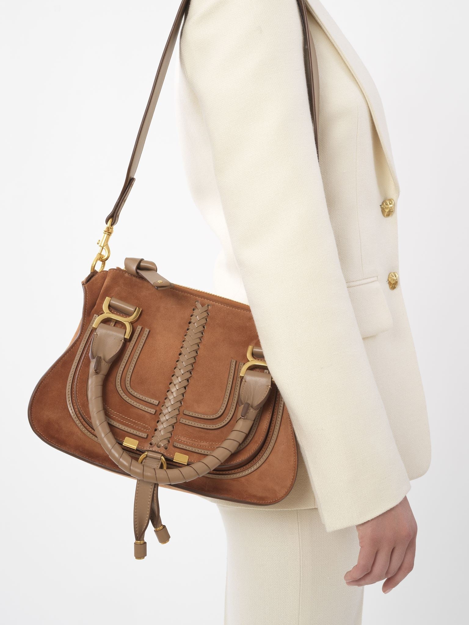 Petit sac double porté Marcie en cuir - Ochre Delight