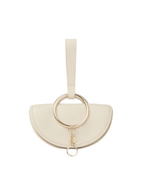Pochette demi-lune Mara en cuir - Beige Ciment