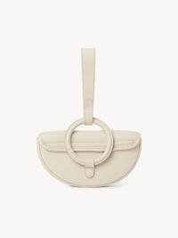 Pochette demi-lune Mara en cuir - Beige Ciment