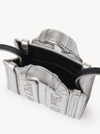 Nano sac cabas Woody à bandoulière en cuir - Argent