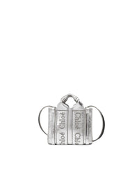 Nano sac cabas Woody à bandoulière en cuir - Argent