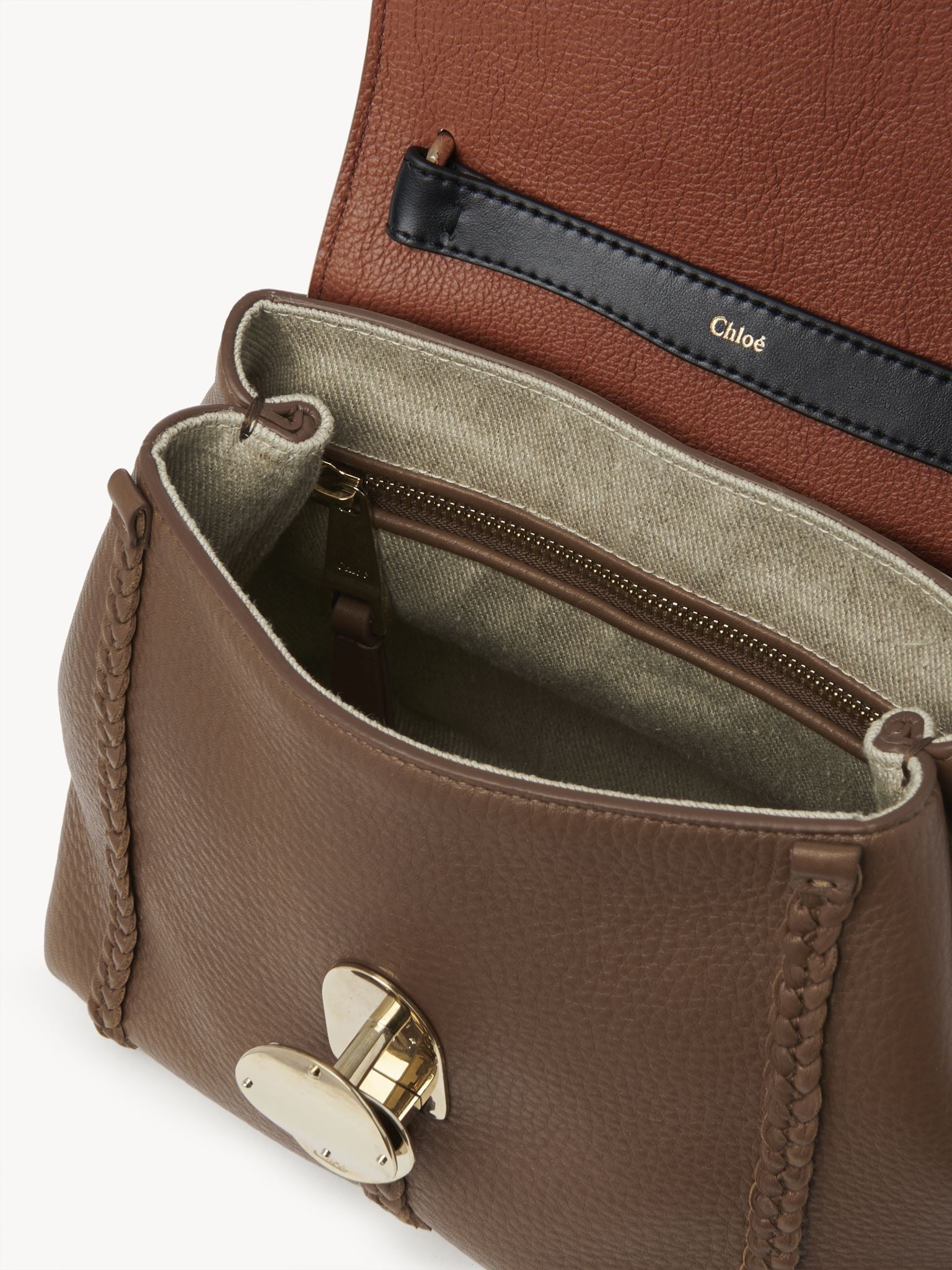 Petit sac souple porté épaule Penelope en cuir - Noix Foncée