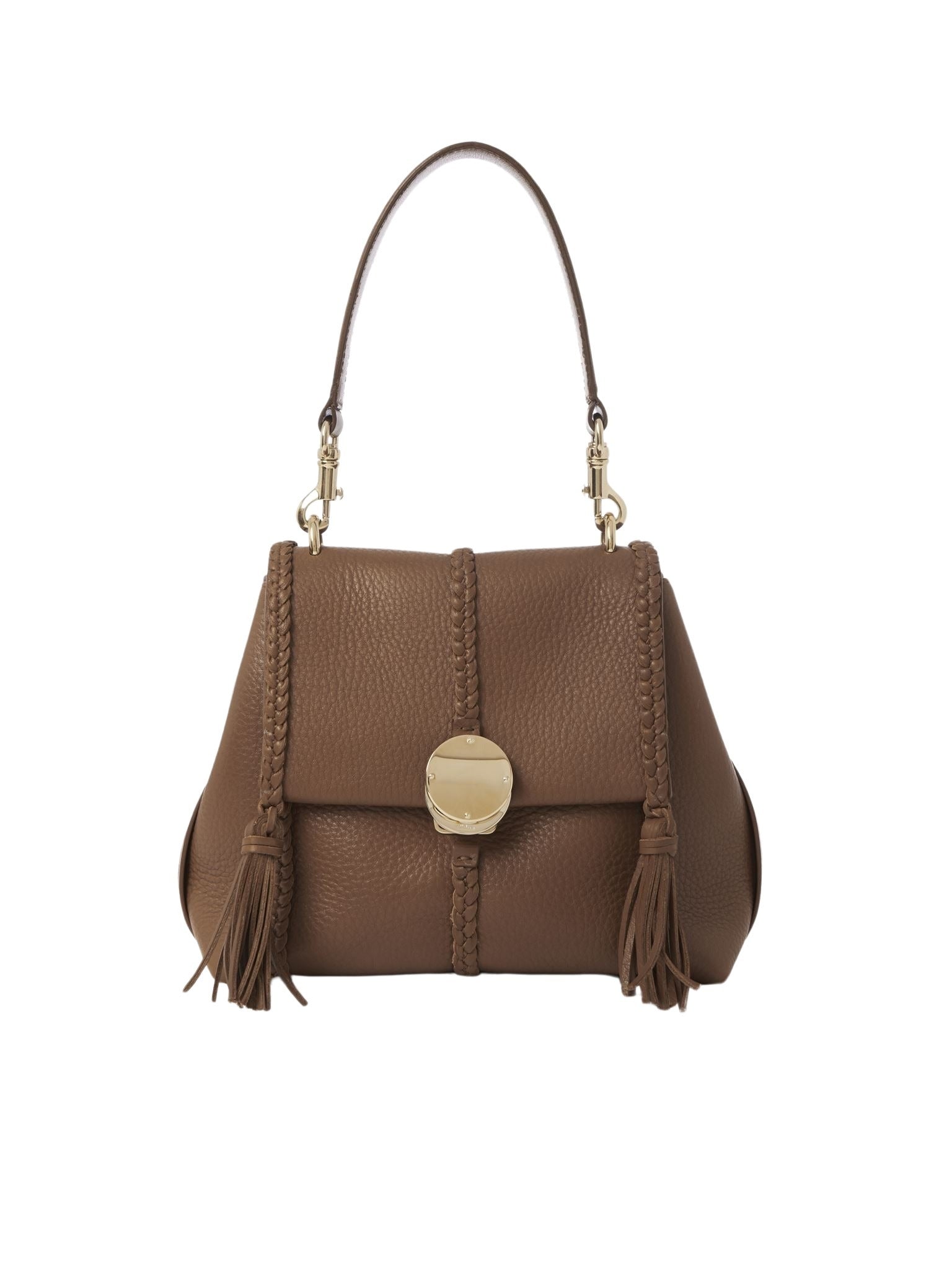 Petit sac souple porté épaule Penelope en cuir - Noix Foncée
