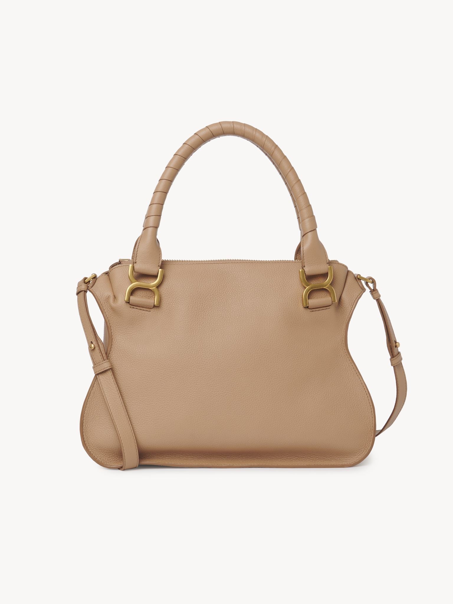 Petit sac double porté Marcie en cuir - Bronzage Léger