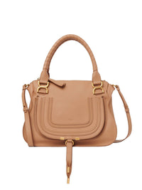 Petit sac double porté Marcie en cuir - Bronzage Léger