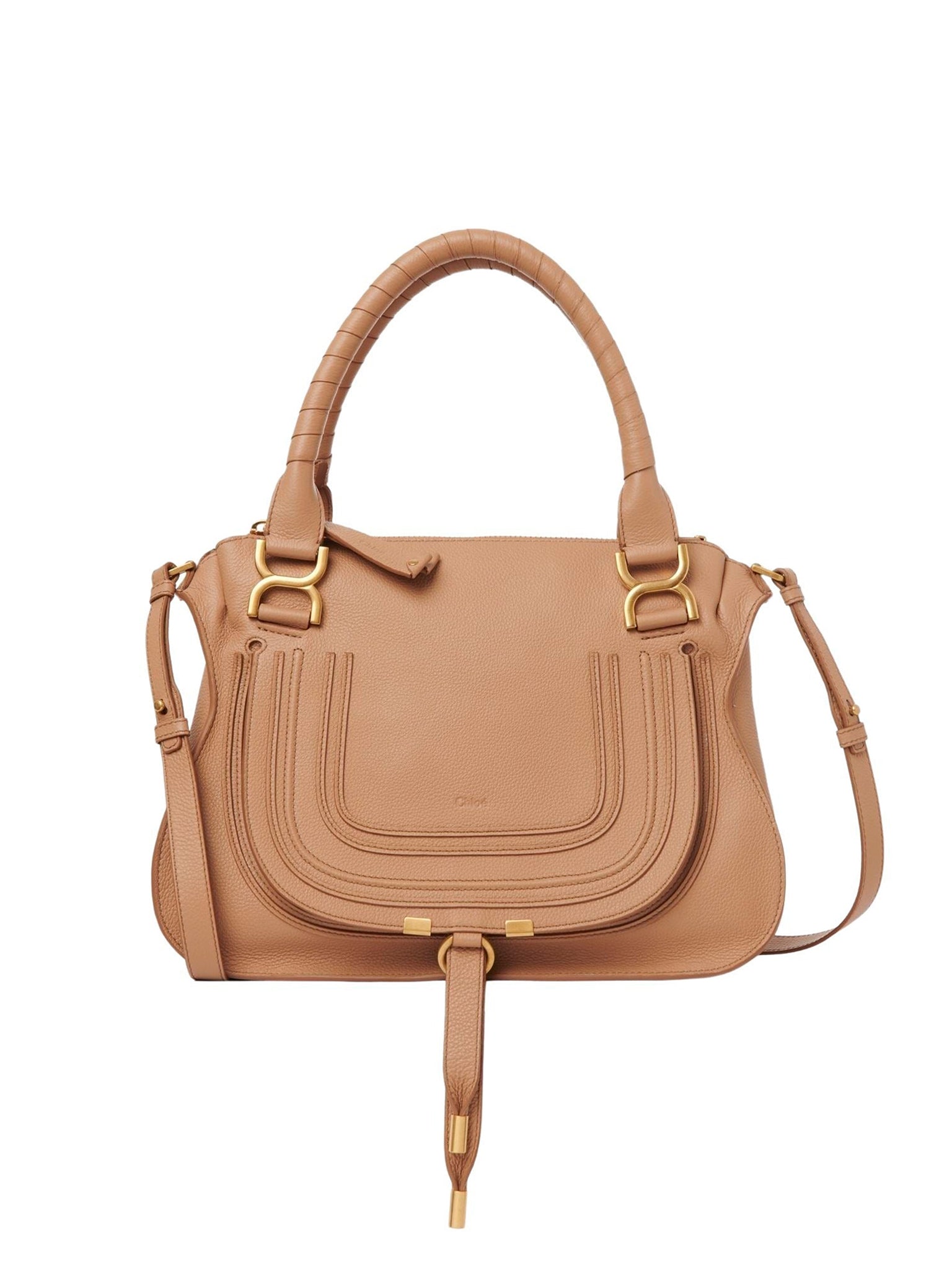 Petit sac double porté Marcie en cuir - Bronzage Léger