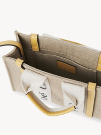 Mini sac cabas Woody à bandoulière en lin - Miel D'Or