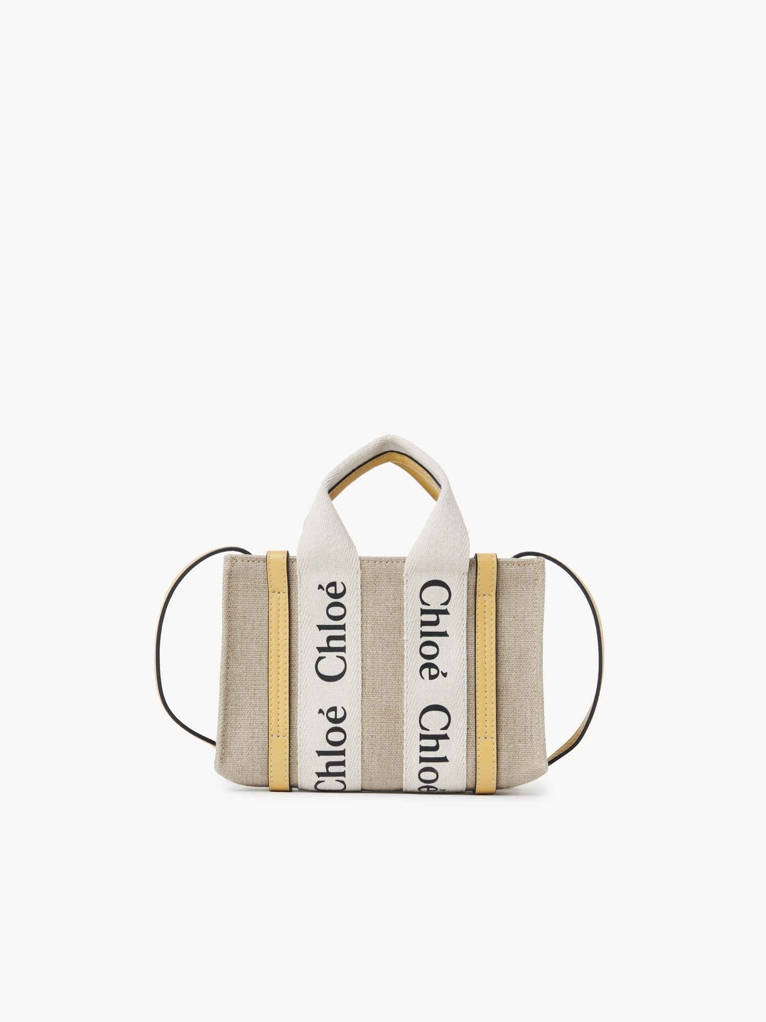 Mini sac cabas Woody à bandoulière en lin - Miel D'Or
