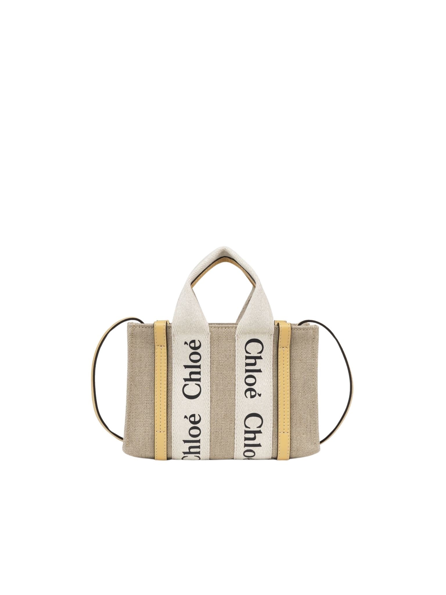 Mini sac cabas Woody à bandoulière en lin - Miel D'Or