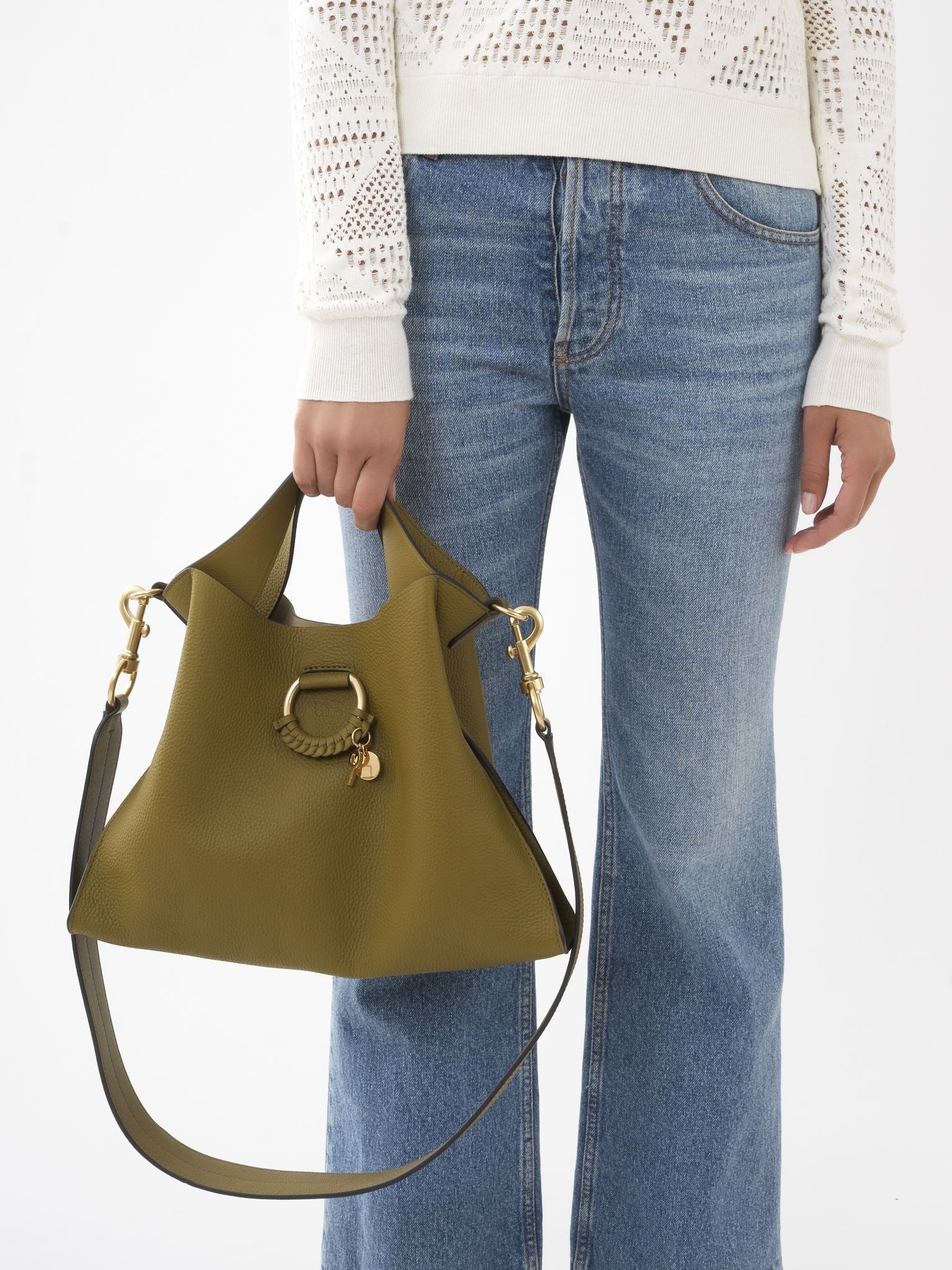 Petit sac Joan à anse en cuir - Olive